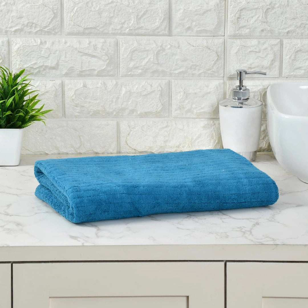 Teal Blue Solid Towel Set For Home