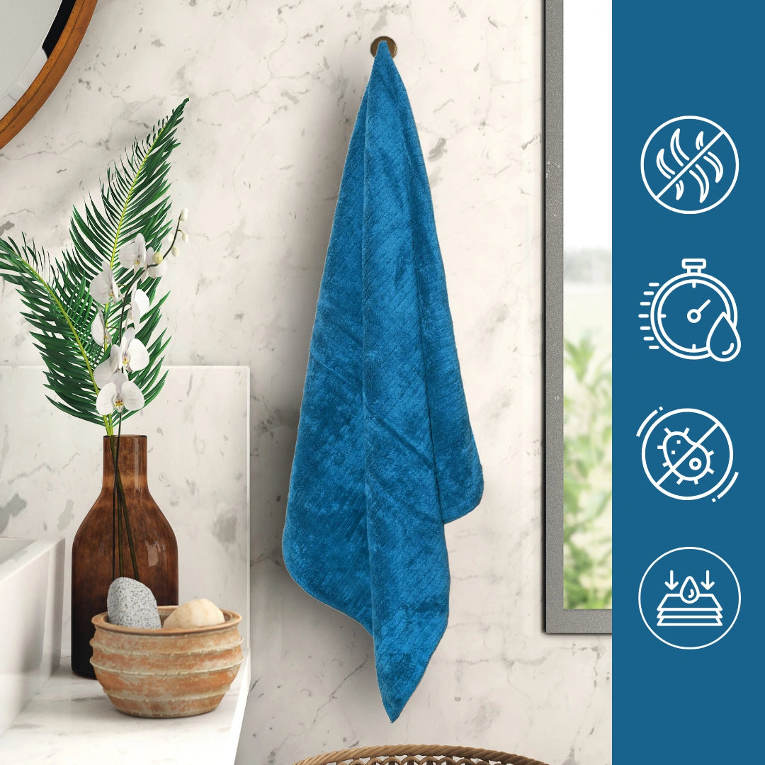 Teal Blue Solid Towel For Home