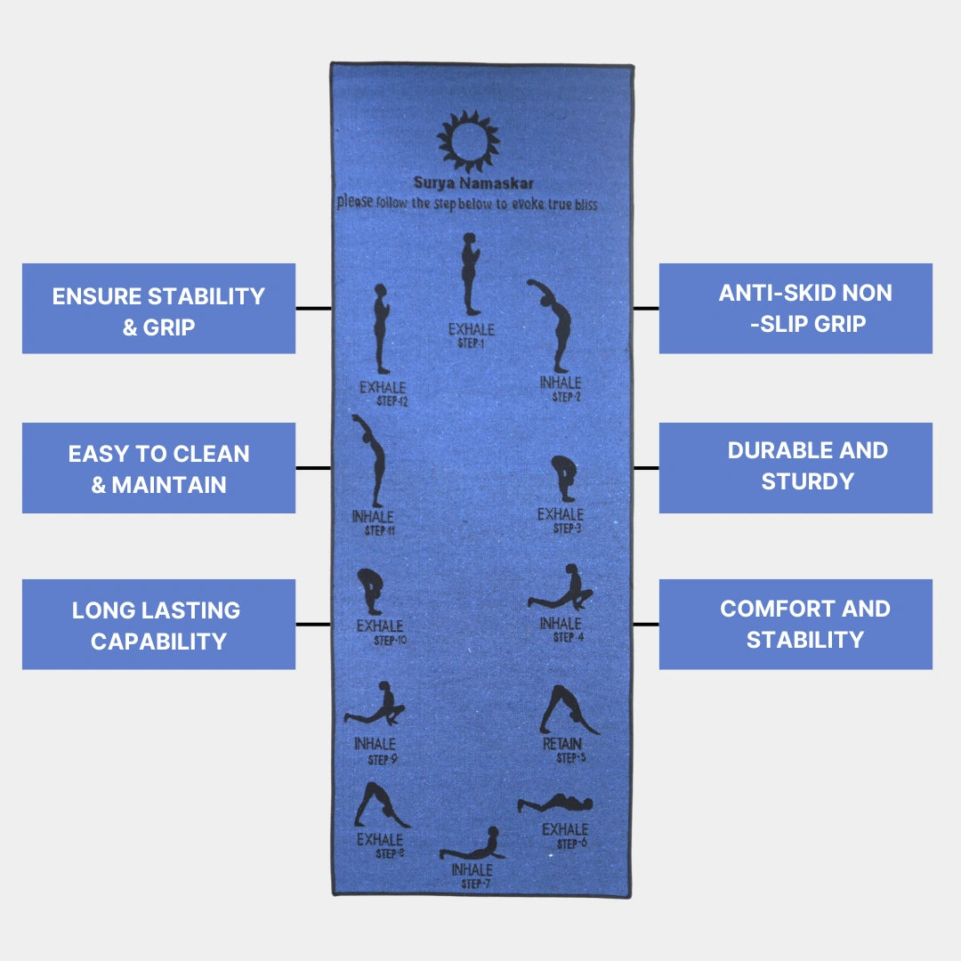 Blue Yoga Mat With Anti Skid Backing