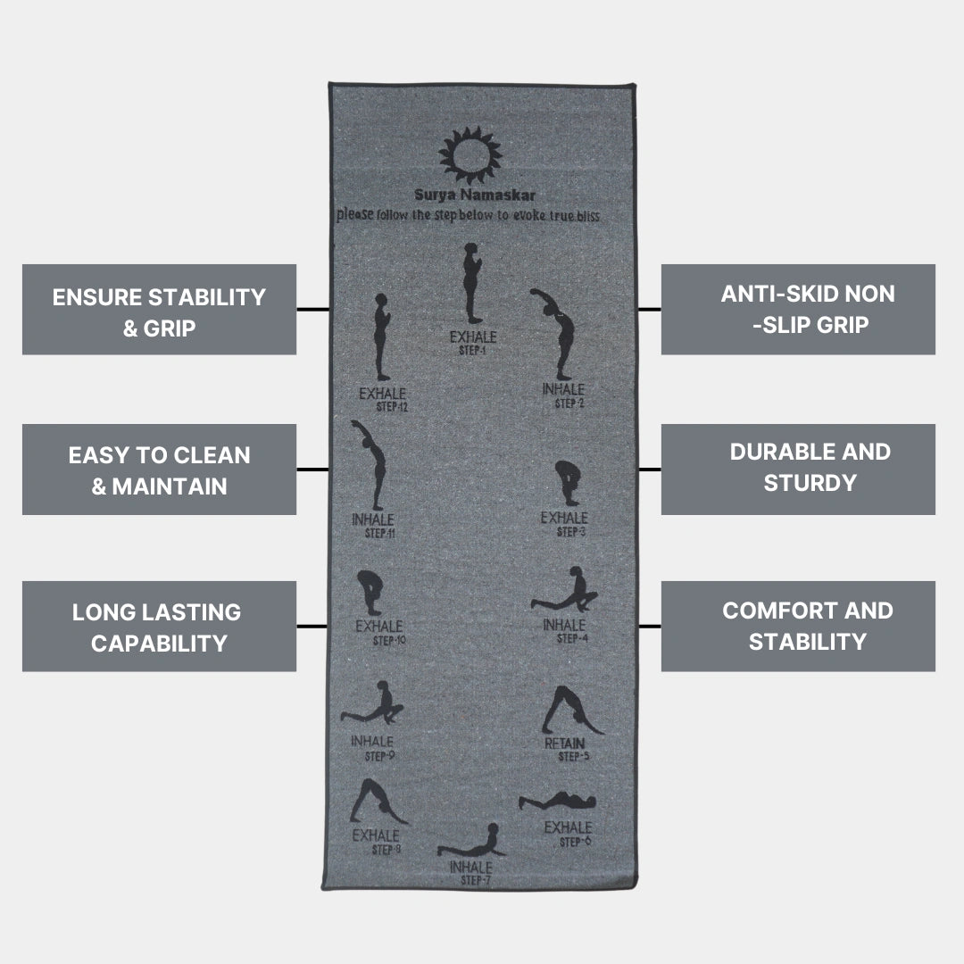 Gray Yoga Mat With Anti Skid Backing