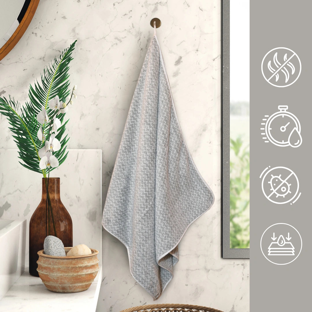 Microfiber Salmon Gray Bath Towel For Home