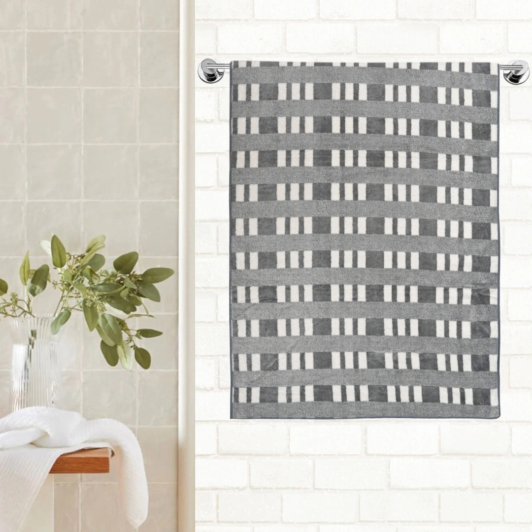 Microfiber Gray Tiles Bath Towel For Home