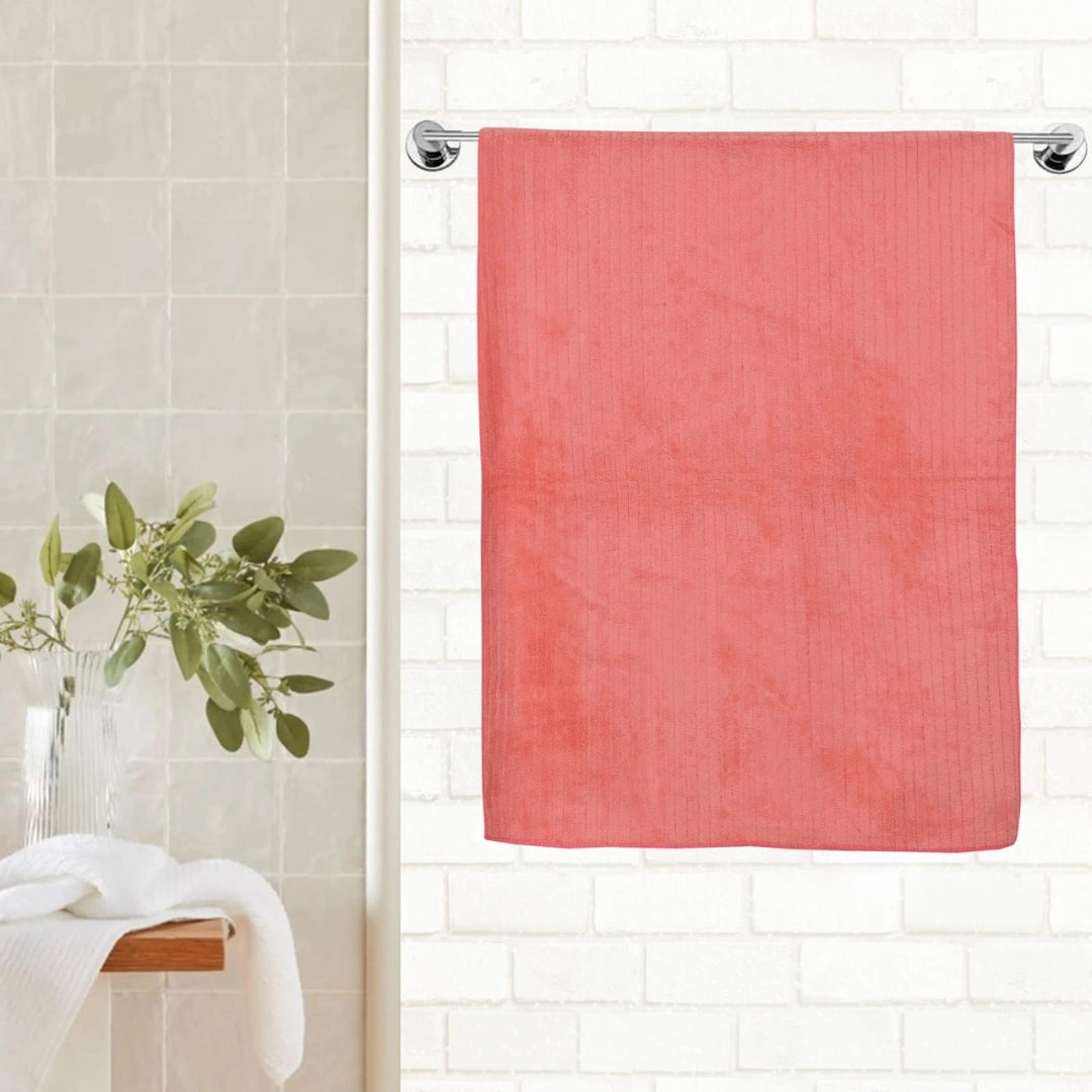 Microfiber Salmon Pink Bath Towel Set For Home