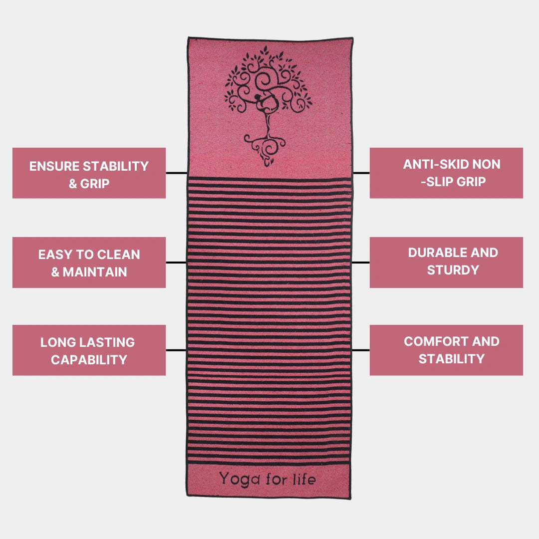 Pink Tree Yoga Mat With Anti Skid Backing