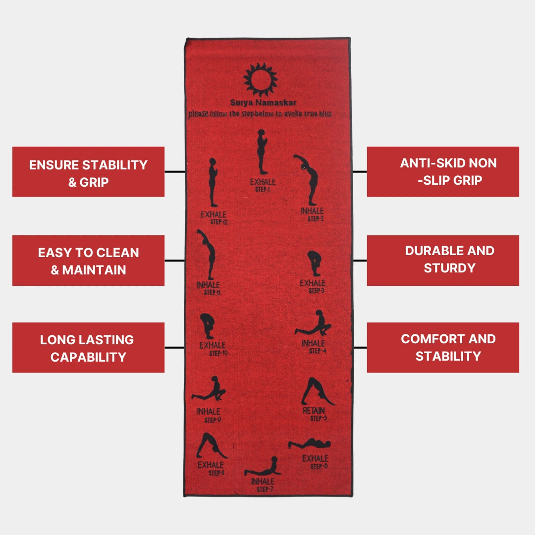 Red Yoga Mat With Anti Skid Backing